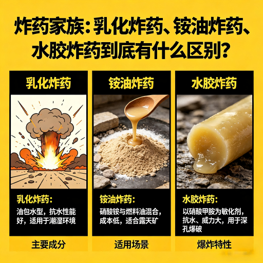 卧龙炸药家族：乳化炸药、铵油炸药、水胶炸药到底有什么区别？